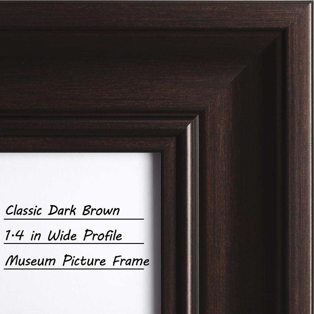 Yaetm 5x7 Picture Frame Set of 4, 1.4    Wide Molding & Dark Brown Photo Frames 5 x 7 with HD Tempered Glass, Display on Tableto